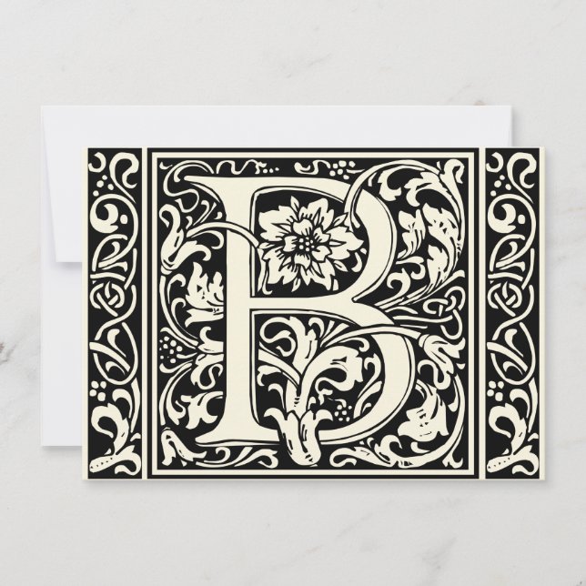 Convite Letra B Monograma Medieval Arte Nova (Frente)