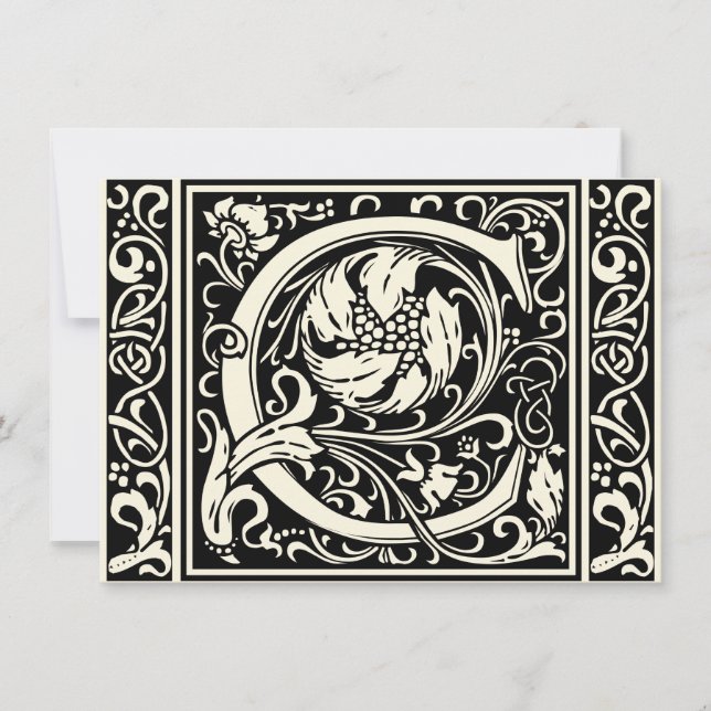 Convite Letra C Monograma Medieval Art Nouveau (Frente)
