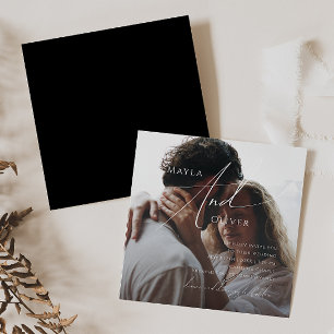 Convite Letra Caprichosa Casamento com Foto em Quadrado