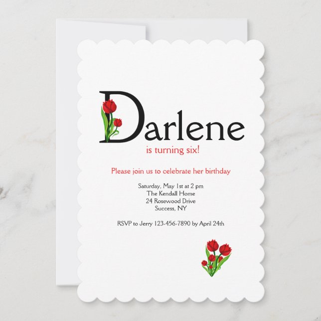 Convite Letra "D" (Adicionar Qualquer Nome Com A Letra D) (Frente)