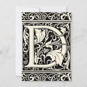 Convite Letra D Monograma Medieval Art Nouveau
