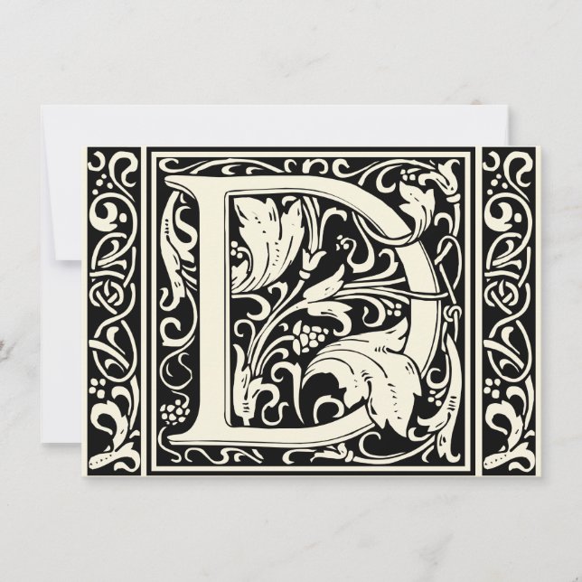 Convite Letra D Monograma Medieval Arte Nova (Frente)