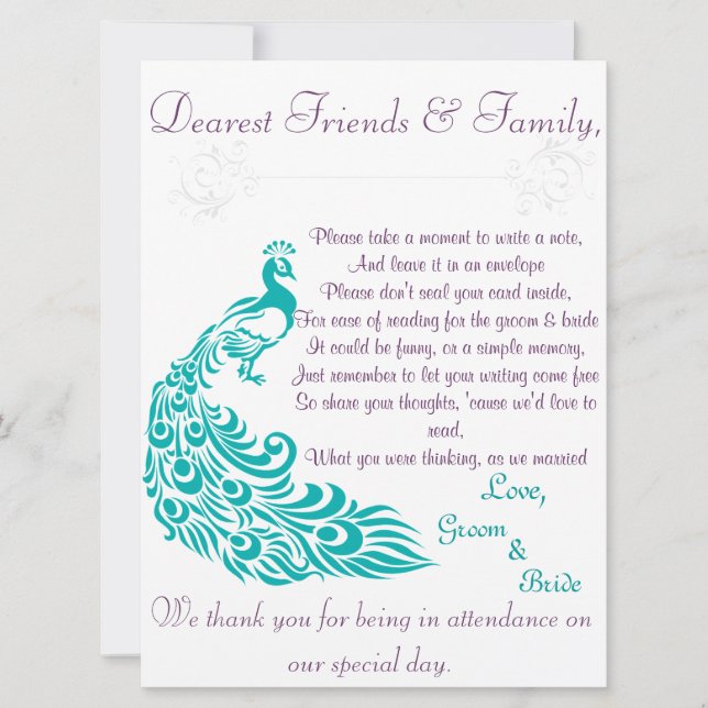 Convite Letra da boa vinda da estação da nota do pavão (Frente)