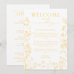 Convite Letra de Boas-vindas da Chinoiserie Dourada e Itin