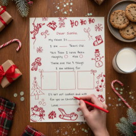 Convite Letra de desenho à mão para Papai Noel, Papai Noel