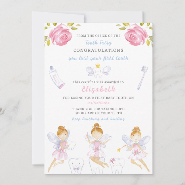 Convite Letra de fada dentária (Frente)