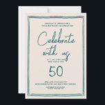 Convite Letra de manuscrito 50ª Festa de aniversário<br><div class="desc">Letra de manuscrito 50ª Festa de aniversário</div>