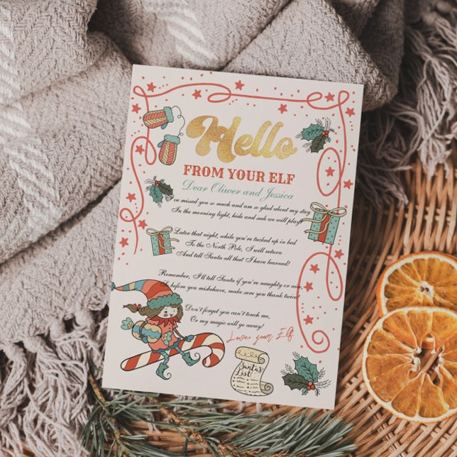 Convite Letra de retorno Elf de Natal (Criador carregado)