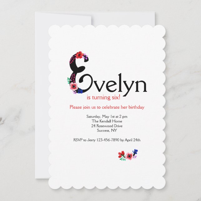 Convite Letra "E" (Adicionar Qualquer Nome Com A Letra E) (Frente)