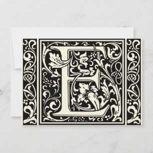 Convite Letra E Monograma Medieval Arte Nova