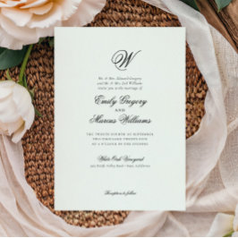 Convite Letra Elegante Clássica Inicial Sobrenome Casament