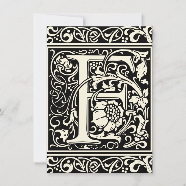 Convite Letra F Monograma Medieval Art Nouveau (Frente)
