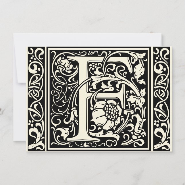 Convite Letra F Monograma Medieval Arte Nova (Frente)