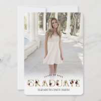 Letra Floral Dourada Burgundy Blush Foto de Gradua