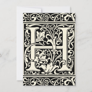 Convite Letra H Monograma Medieval Art Nouveau