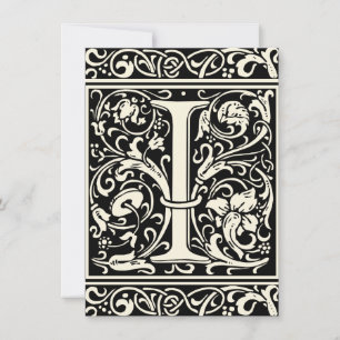 Convite Letra I Monograma Medieval Art Nouveau