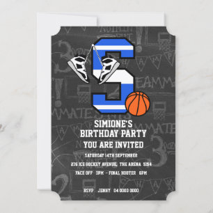 Convite Letra Inicial Personalizada de Basquetebol S