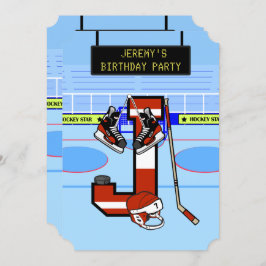 Convite Letra inicial personalizada J Ice Hockey