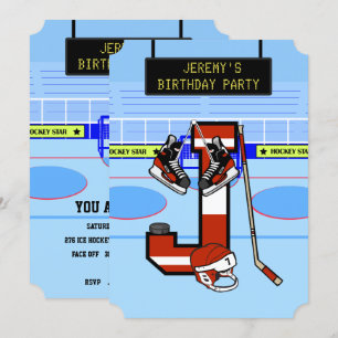 Convite Letra inicial personalizada J Ice Hockey