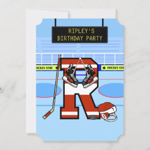 Convite Letra inicial personalizada R Hockey