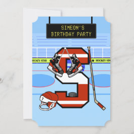 Convite Letra inicial personalizada S Hockey com gelo