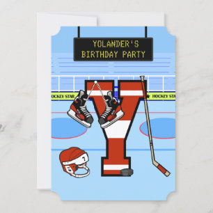 Convite Letra inicial personalizada Y Hockey
