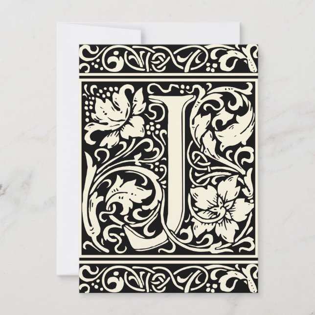Convite Letra J Monograma Medieval Art Nouveau (Frente)