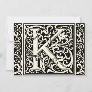 Convite Letra K Monograma Medieval Art Nouveau