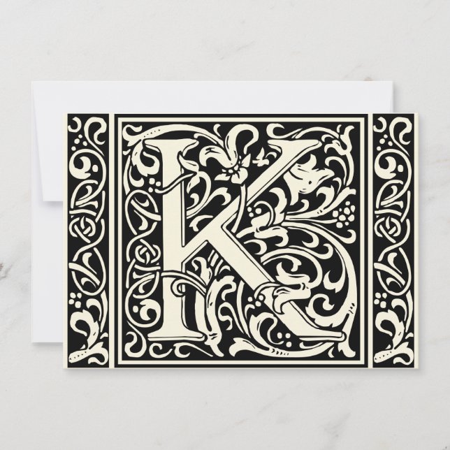 Convite Letra K Monograma Medieval Arte Nova (Frente)