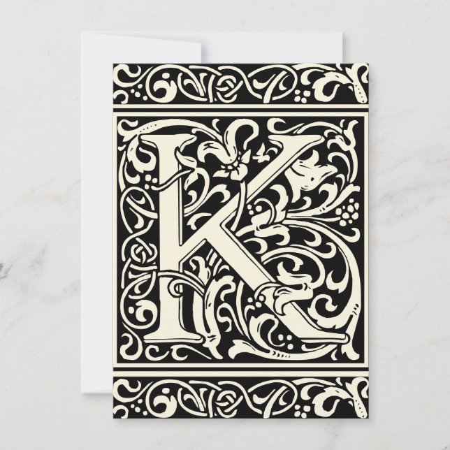 Convite Letra K Monograma Medieval Arte Nova (Frente)