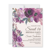 Letra Lilac Plum Purple Floral, Letra, Sweet 16