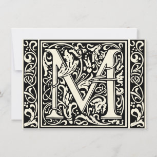 Convite Letra M Monograma Medieval Art Nouveau