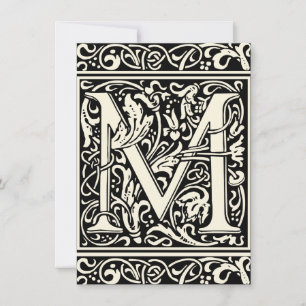 Convite Letra M Monograma Medieval Art Nouveau