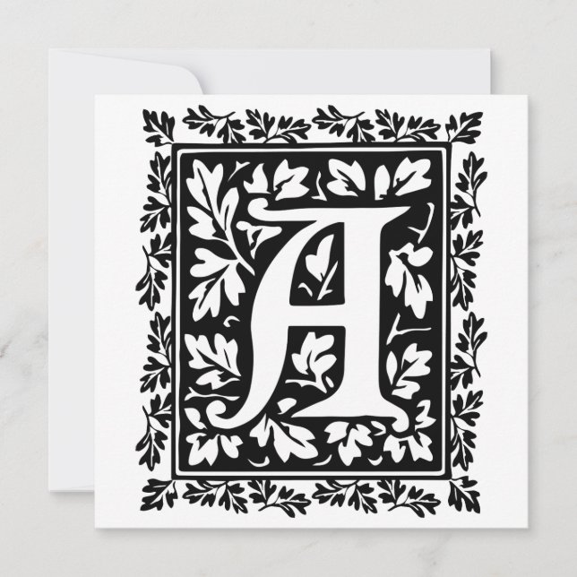 Convite Letra medieval elegante A do manuscrito iluminado (Frente)