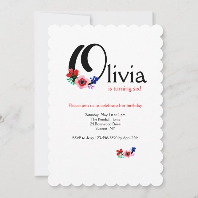 Convite Letra "O" (Adicionar Qualquer Nome Com A Letra O) (Frente)