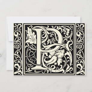 Convite Letra P Monograma Medieval Arte Nova