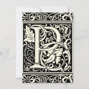 Convite Letra P Monograma Medieval Arte Nova