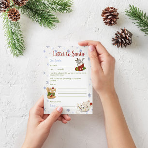 Convite Letra para Papais noeis Feriados Kittens Natal Mod