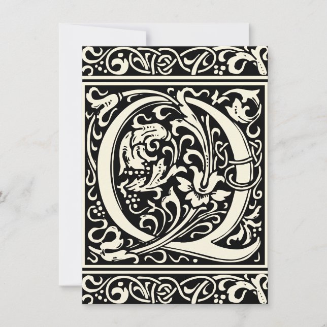 Convite Letra Q Monograma Medieval Art Nouveau (Frente)