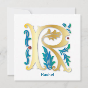 Convite Letra R Monograma Fleur de lis