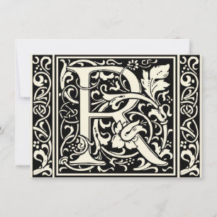 Convite Letra R Monograma Medieval Art Nouveau