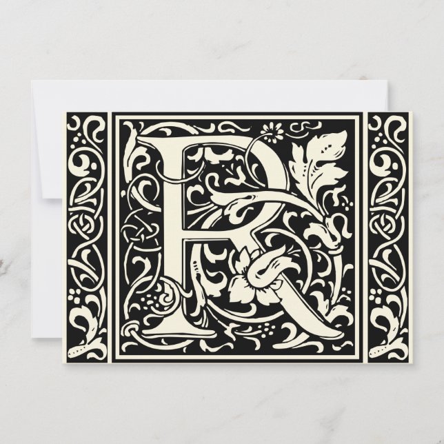 Convite Letra R Monograma Medieval Arte Nova (Frente)