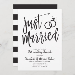Convite Letra Recem casados Script Posta Casamento Brunch