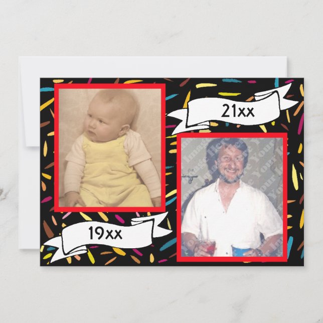 Convite Letra Red Bubble 60ª Celebração de Aniversário (Frente)