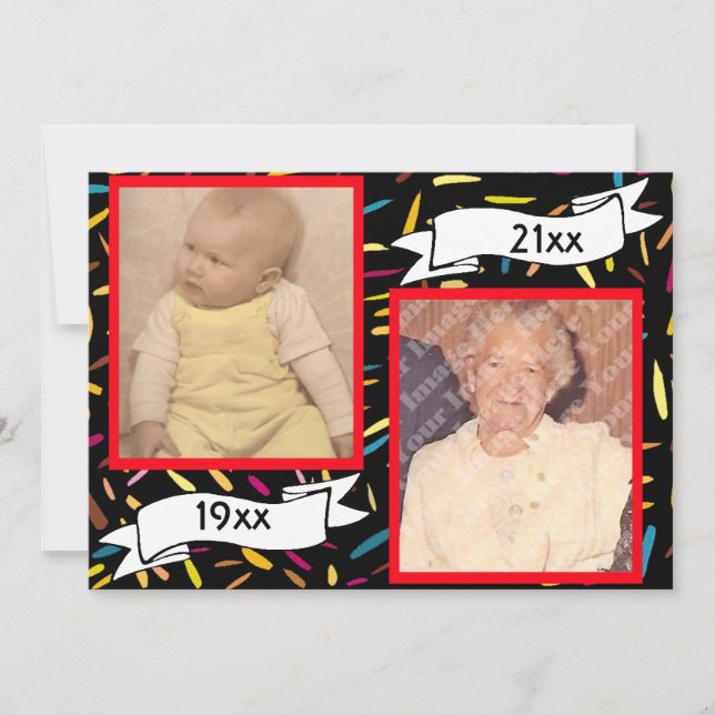 Convite Letra Red Bubble Celebração de Aniversário do 70 (Frente)