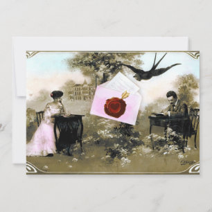 CONVITE LETRA ROMÂNTICA DO NAMORADOS, MONOGRAMA DE SEAL DE