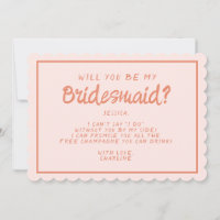 Letra rosa &vermelha Bridesmaid Proposta I