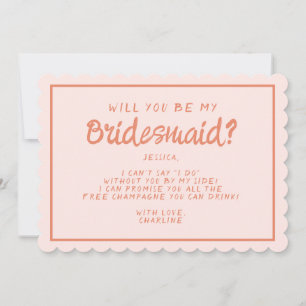Convite Letra rosa &vermelha Bridesmaid Proposta I