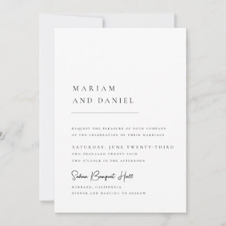 Convite Letra Simples Moderna Caligrafia Branca de Casamen