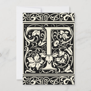 Convite Letra T Monograma Medieval Art Nouveau